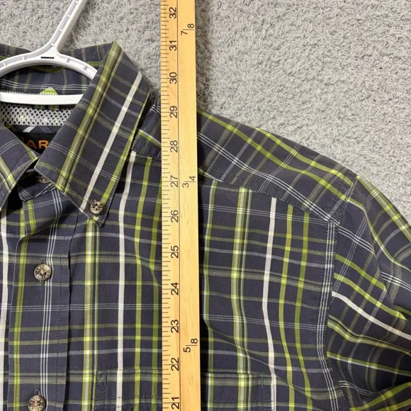 Plaid Button Down Shirt Western Workwear Small Cotton Blend Ariat Pro Series - Picture 13 of 13